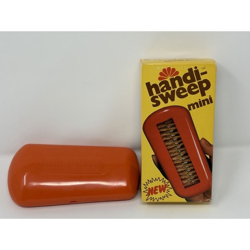Vintage Handi-Sweep Mini Manual Handheld Sweeper Natural Bristles With Box